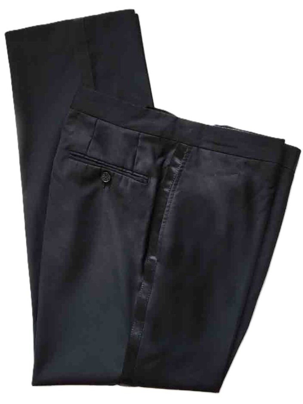 VTG Lauren Ralph Lauren Black Wool Tuxedo Pants Satin Side Stripes Size 33 X 30